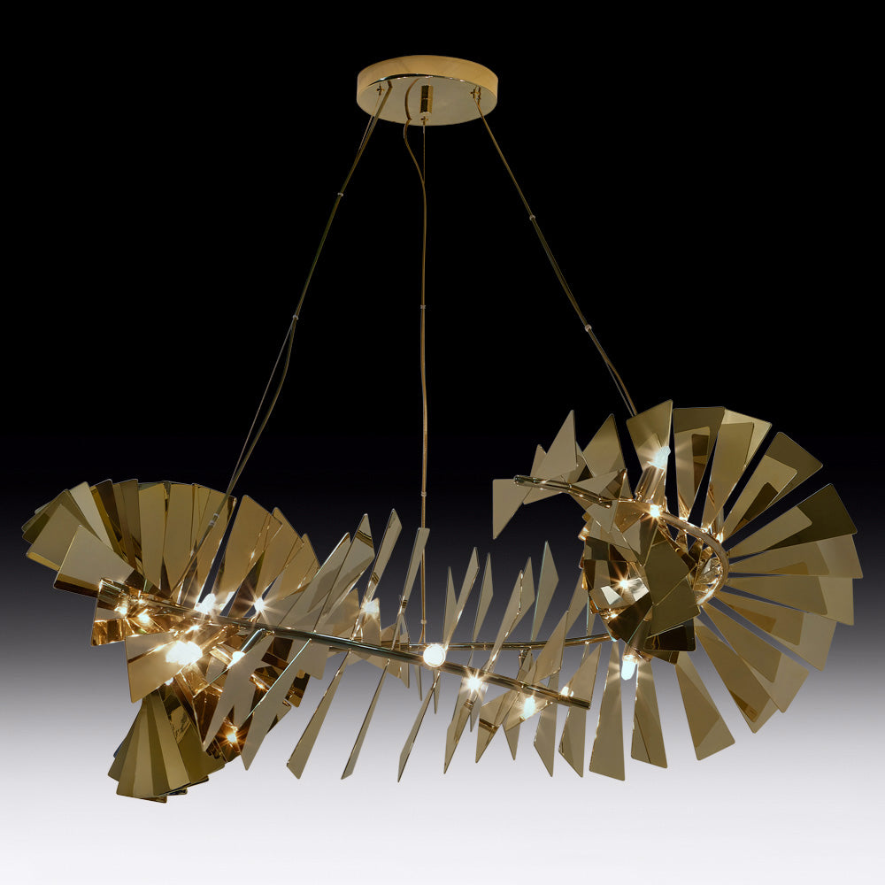 Statement Contemporary Designer Gold Plated Chandelier