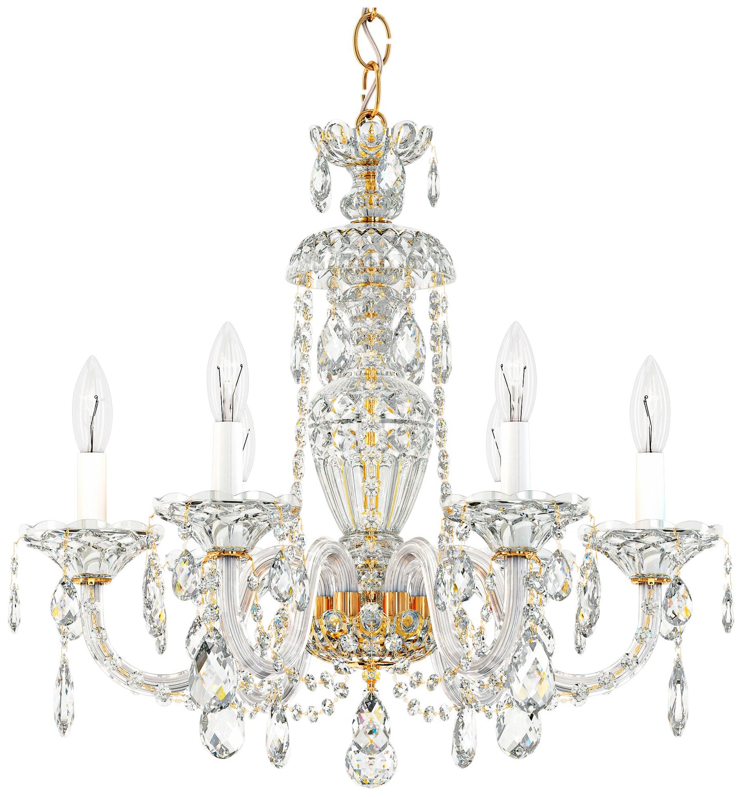 Sterling 22.5"H x 21"W 6-Light Crystal Chandelier in Polished Gol