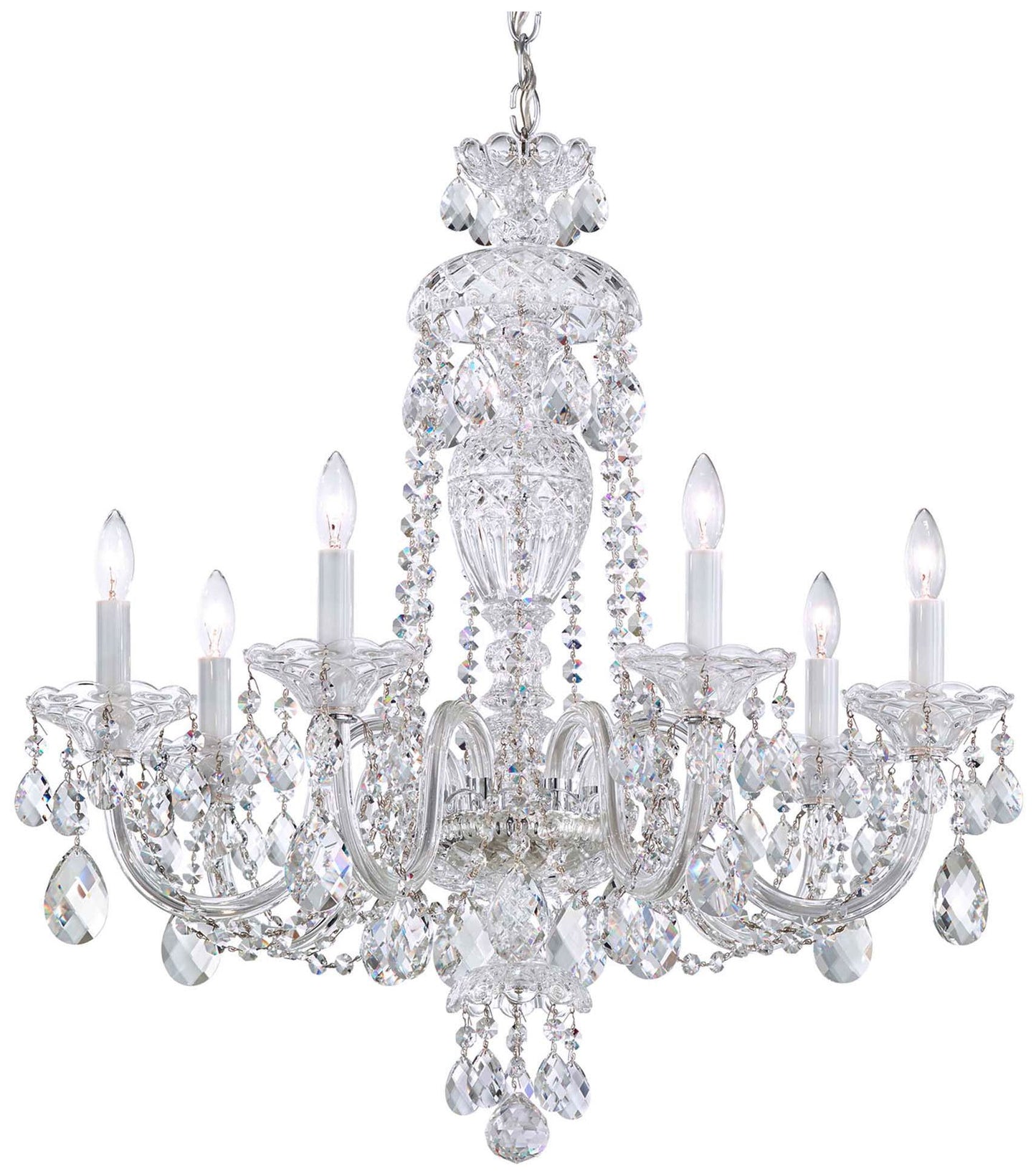 Sterling 26"H x 25"W 7-Light Crystal Chandelier in Silver