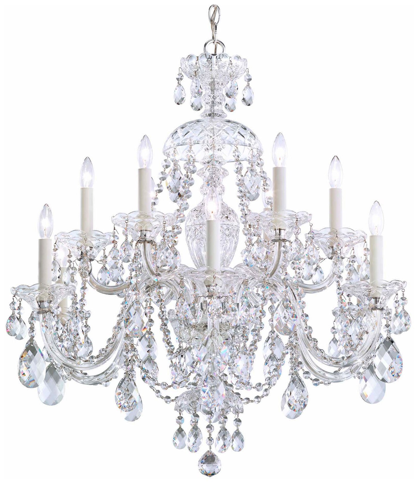 Sterling 30"H x 29"W 12-Light Crystal Chandelier in Silver