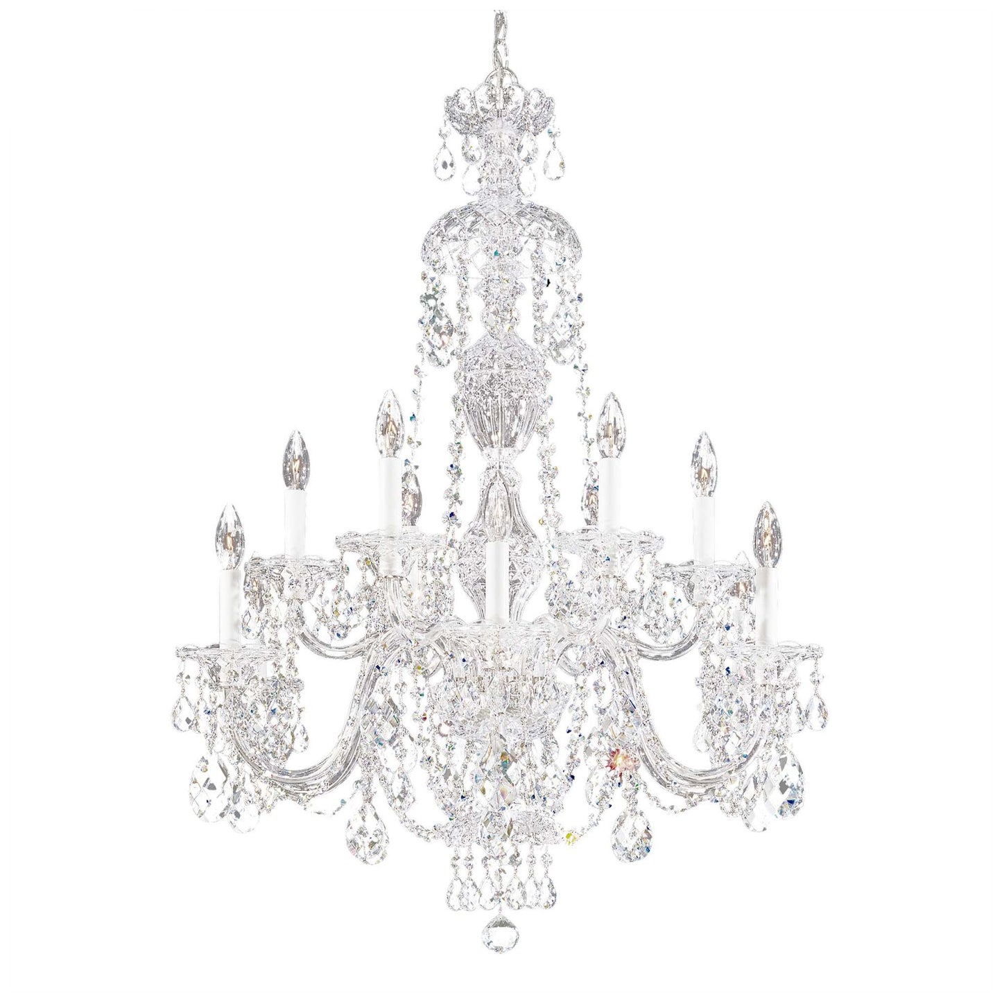 Sterling 38"H x 29"W 12-Light Crystal Chandelier in Silver