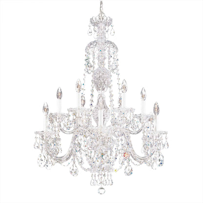 Sterling 38"H x 29"W 12-Light Crystal Chandelier in Silver