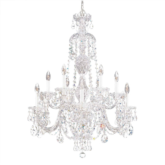 Sterling 38"H x 29"W 12-Light Crystal Chandelier in Silver