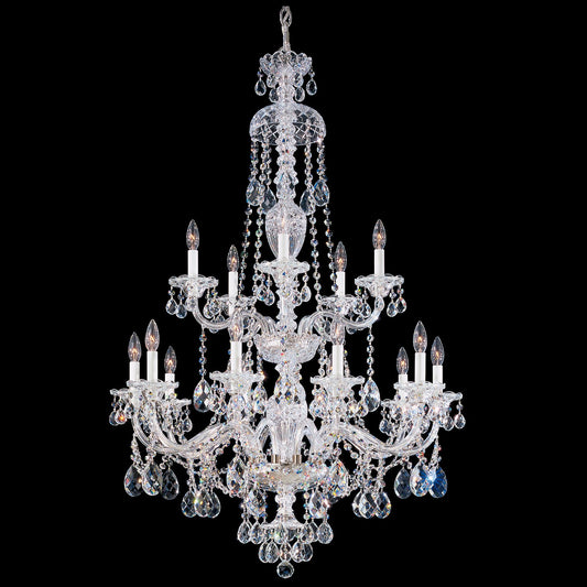 Sterling 47"H x 32"W 15-Light Crystal Chandelier in Silver