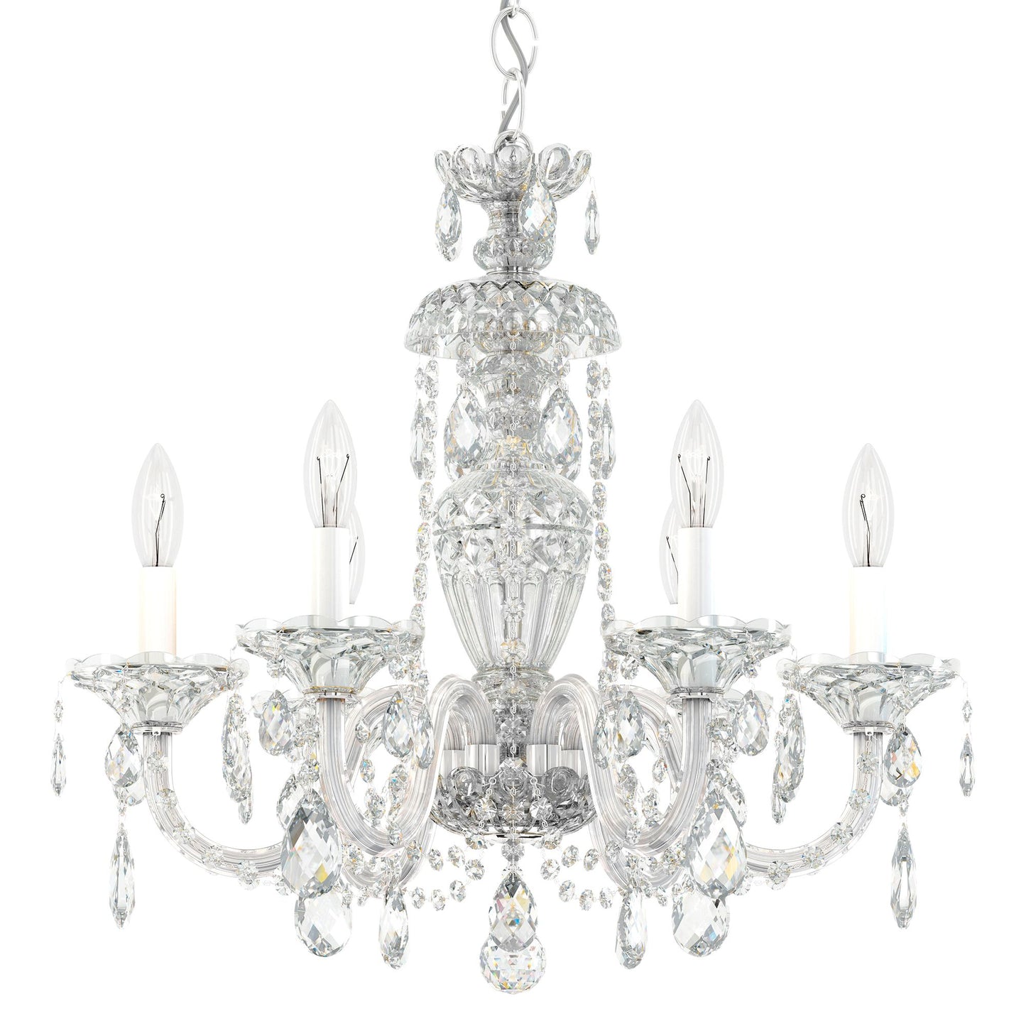 Sterling 6-Light Chandelier in Silver with Swarovski Crystal