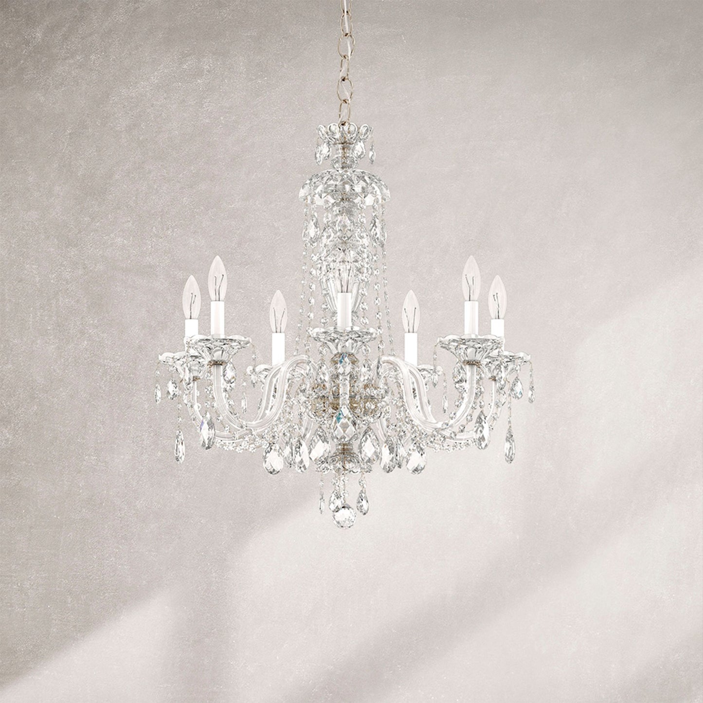 Sterling 7-Light Chandelier in Silver with Swarovski Crystal