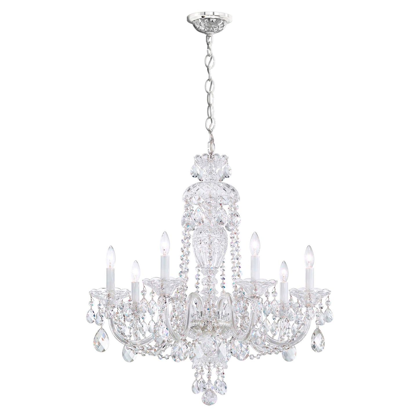 Sterling 7-Light Chandelier in Silver with Swarovski Crystal