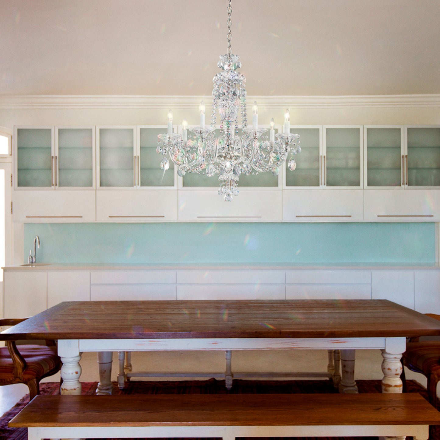 Sterling 7-Light Chandelier in Silver with Swarovski Crystal