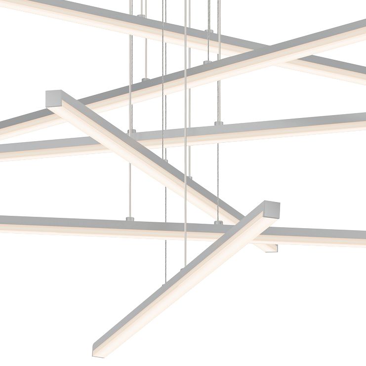 Stix 39 1/2" Wide Satin Aluminum 6-Arm LED Pendant Light