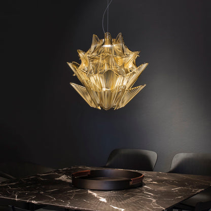 Striking Italian Designer Nickel Chandelier