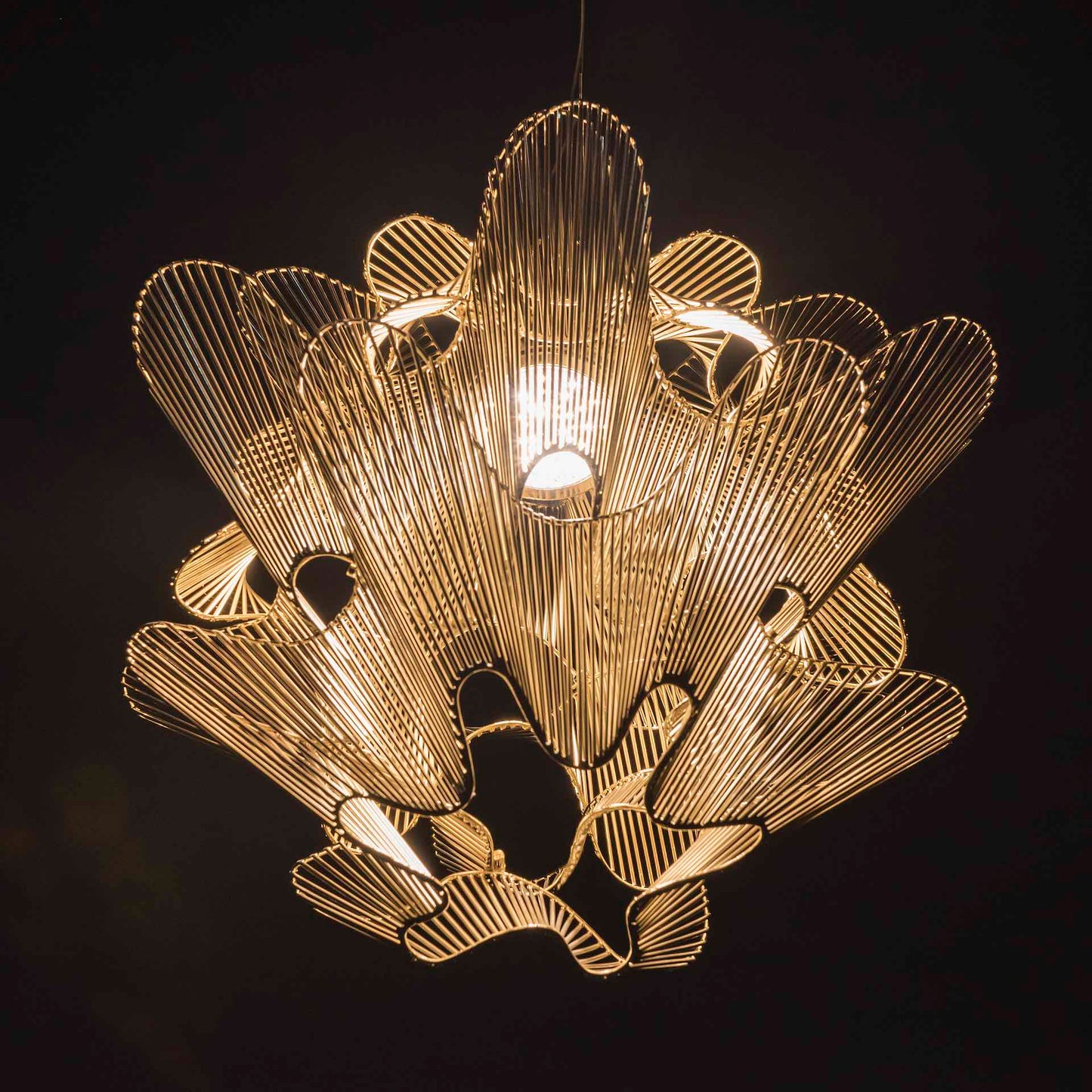 Striking Italian Designer Gold Plated Chandelier