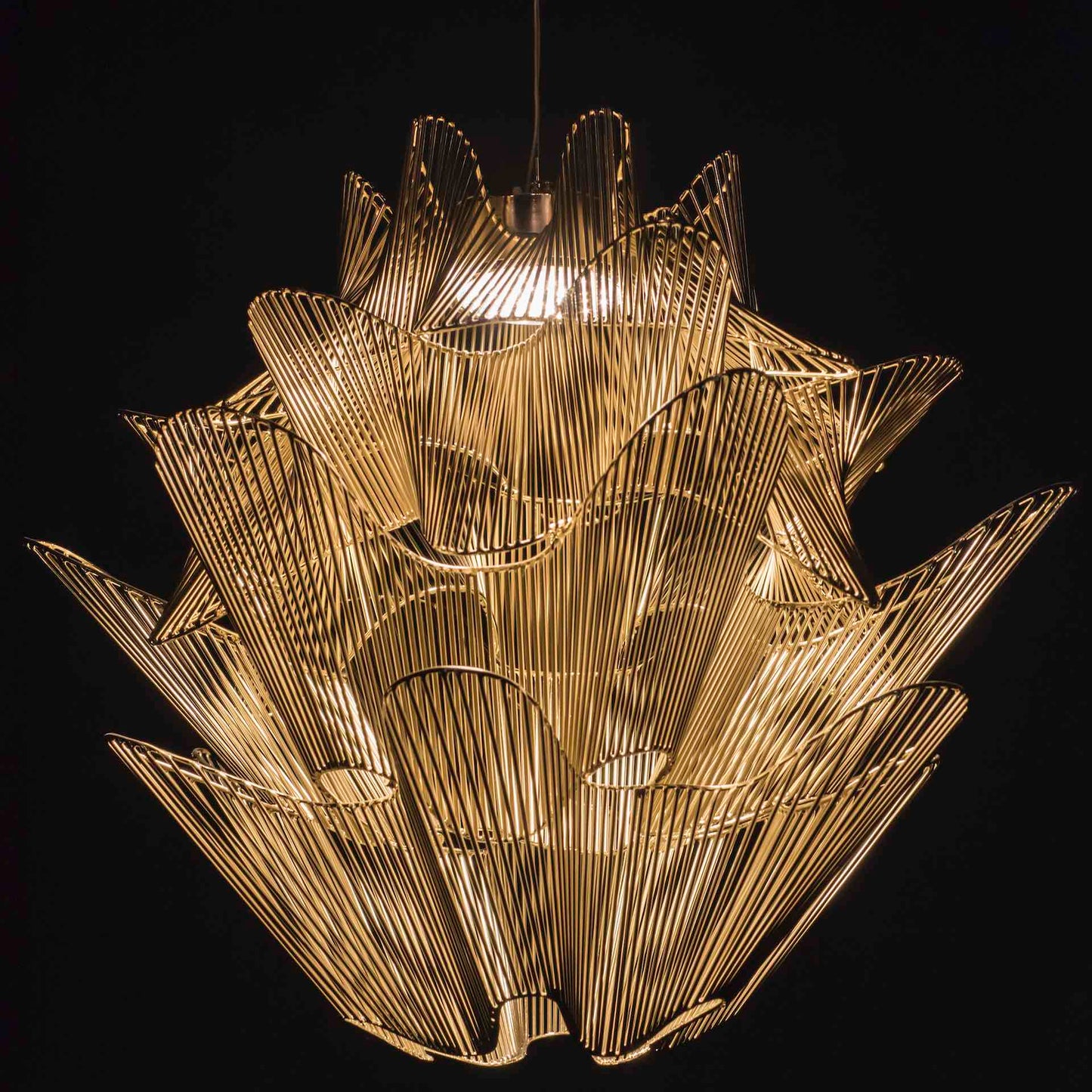 Striking Italian Designer Gold Plated Chandelier