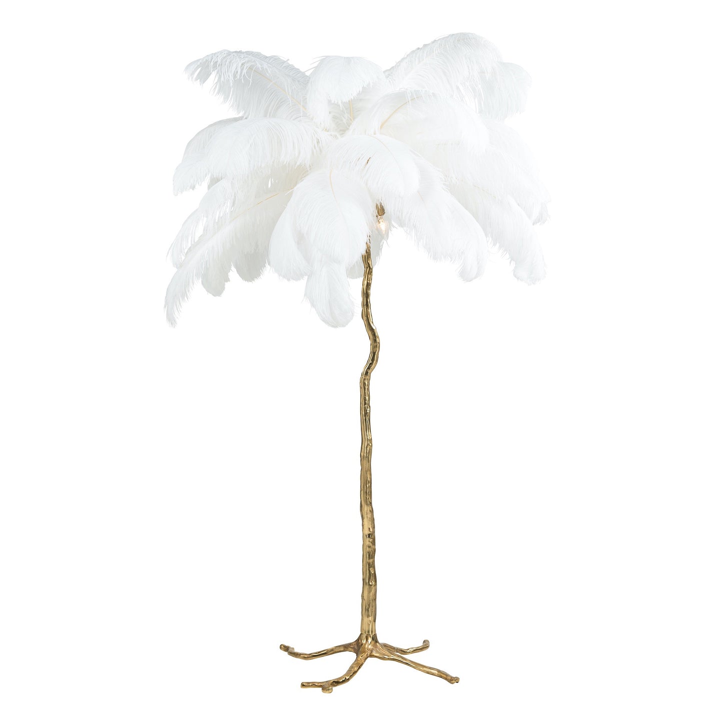 Striking Palm Tree Floor Lamp With White Feathers