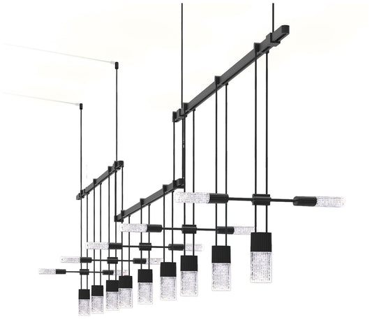 Suspenders 102" Wide Satin Black 3-Bar Linear Pendant