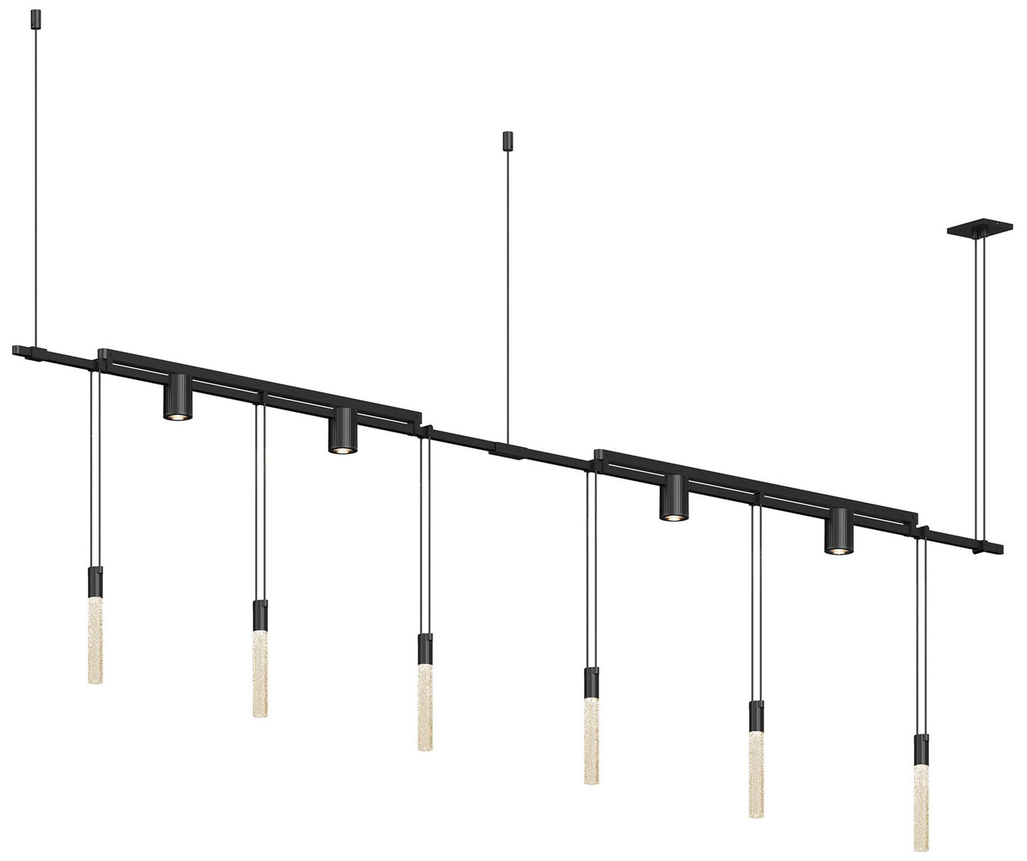 Suspenders 73" Wide 2-Bar Satin Black In-Line Linear Pendant