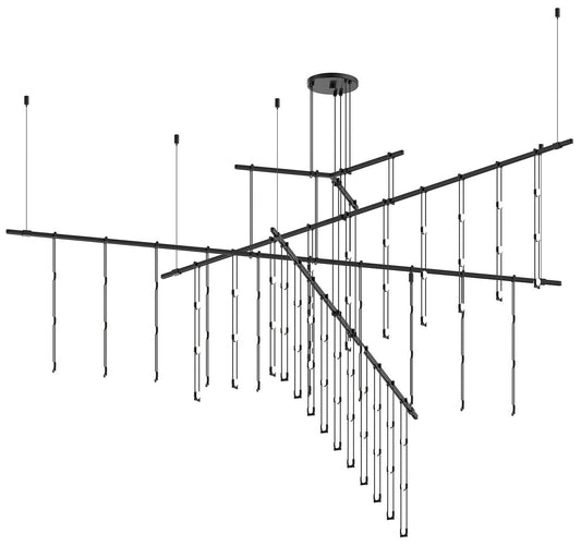 Suspenders 82.5"W 4-Tier Tri-Bar Black Crystal Ladder Light Luminaires