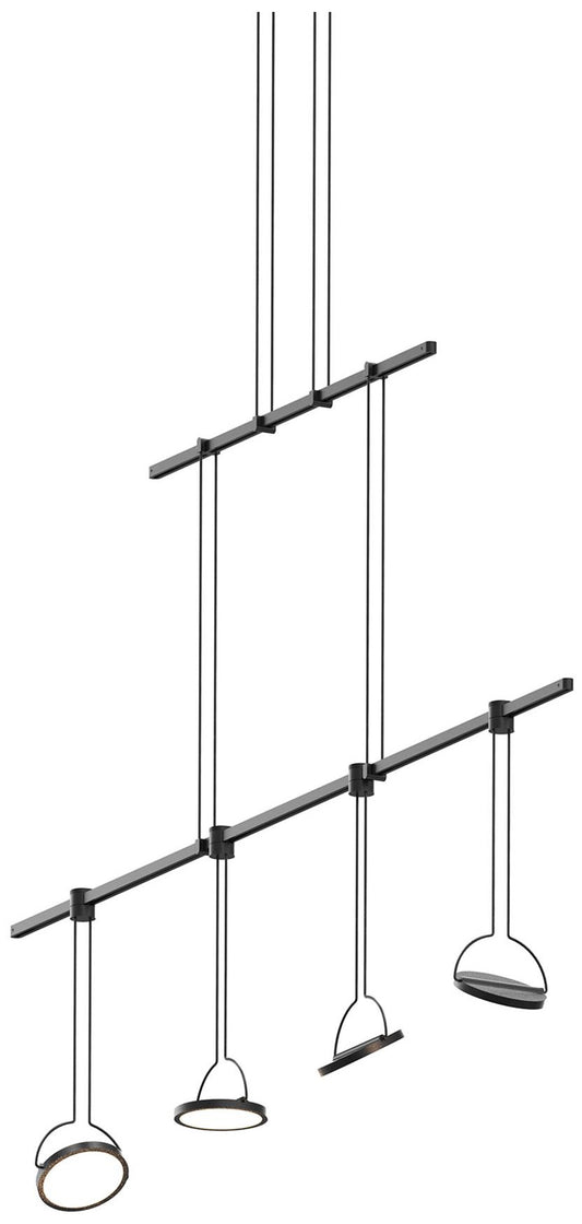 Suspenders Light Guide 37" Wide Satin Black 2.Tier Linear Suspension