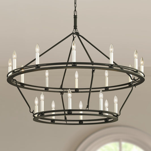 Sutton 44" Wide Textured Black 20-Light Chandelier