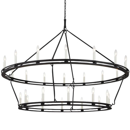 Sutton 52 1/4"W Textured Black 28-Light 2-Tier Chandelier