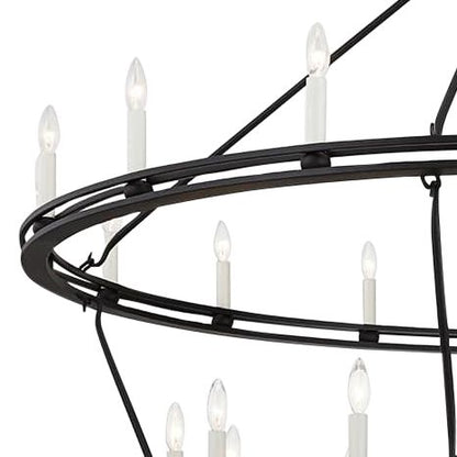 Sutton 52 1/4"W Textured Black 28-Light 2-Tier Chandelier