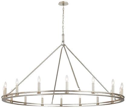 Sutton 61"W Champagne Silver 16-Light Wagon Wheel Chandelier