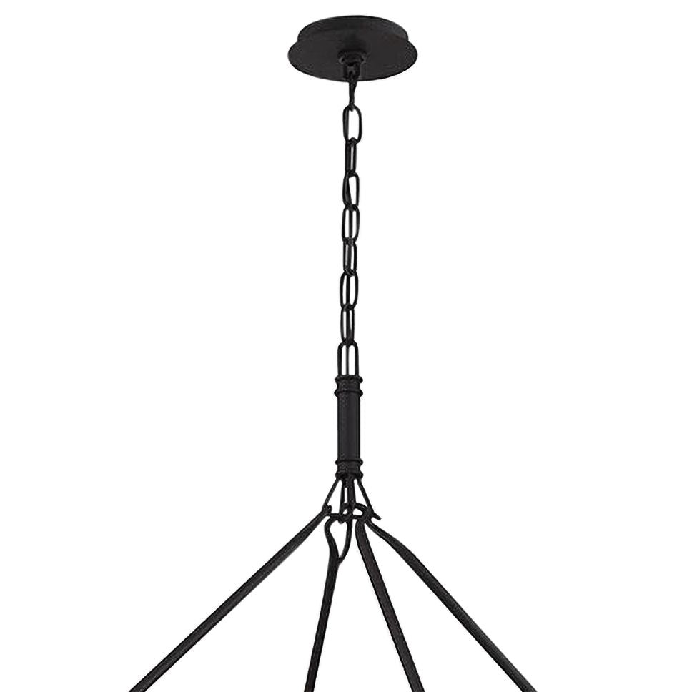 Sutton 61"W Textured Black 16-Light Wagon Wheel Chandelier