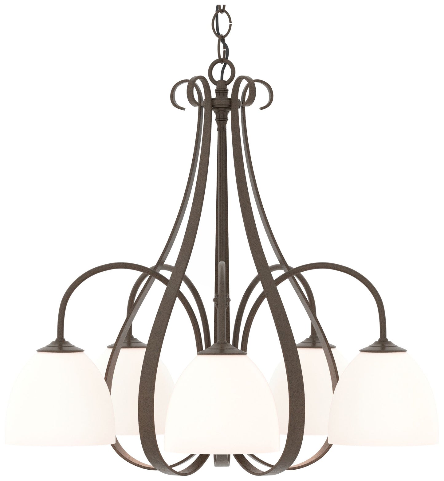 Sweeping Taper 24" Wide 5 Arm Bronze Chandelier With Opal Glass