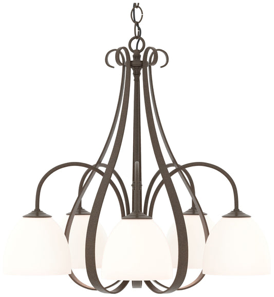 Sweeping Taper 24" Wide 5 Arm Bronze Chandelier With Opal Glass