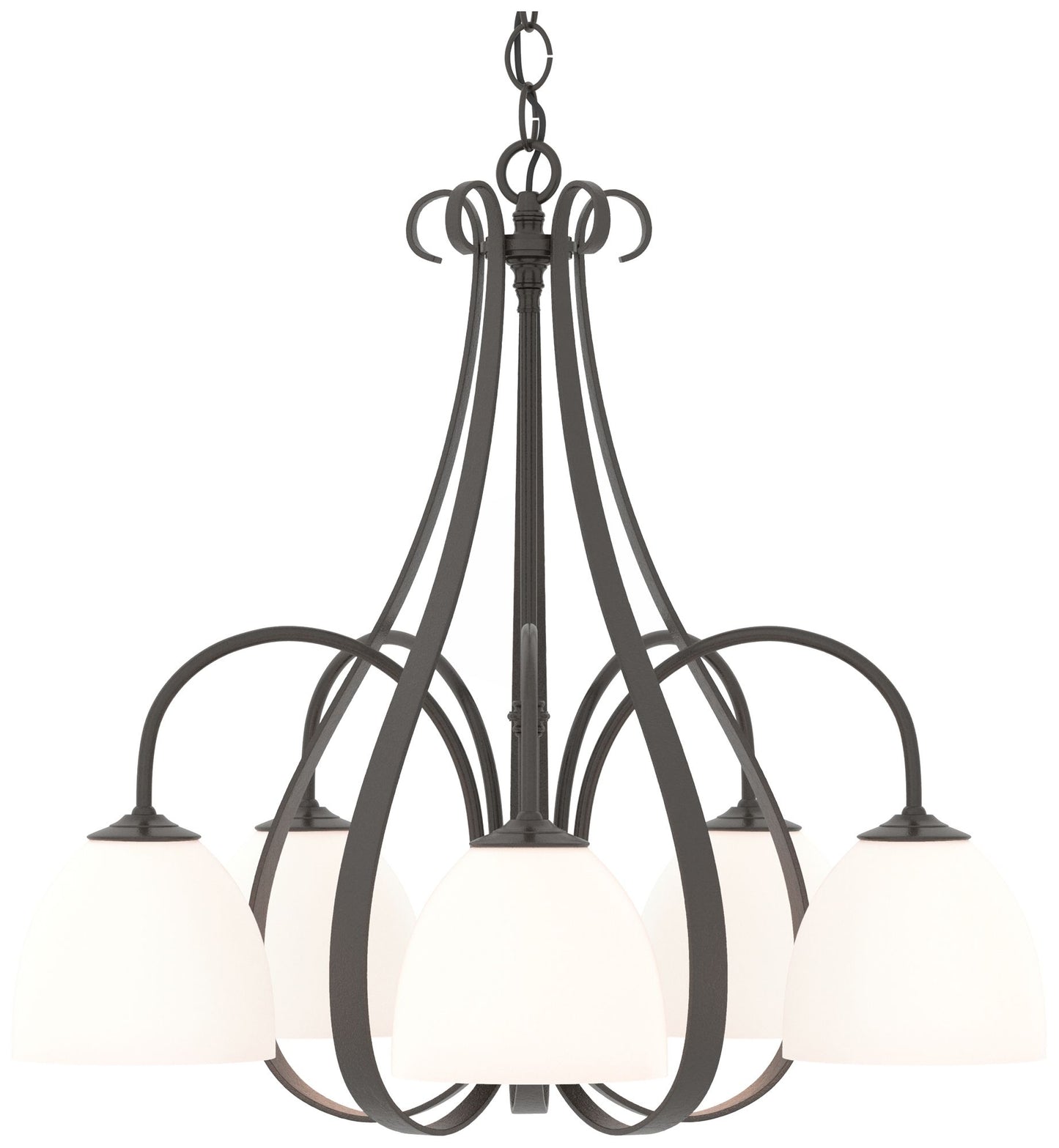 Sweeping Taper 24" Wide 5 Arm Oil Rubbed Bronze Chandelier With Opal G