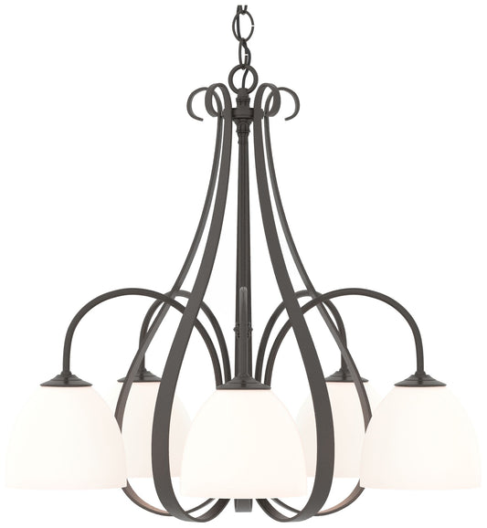 Sweeping Taper 24" Wide 5 Arm Oil Rubbed Bronze Chandelier With Opal G