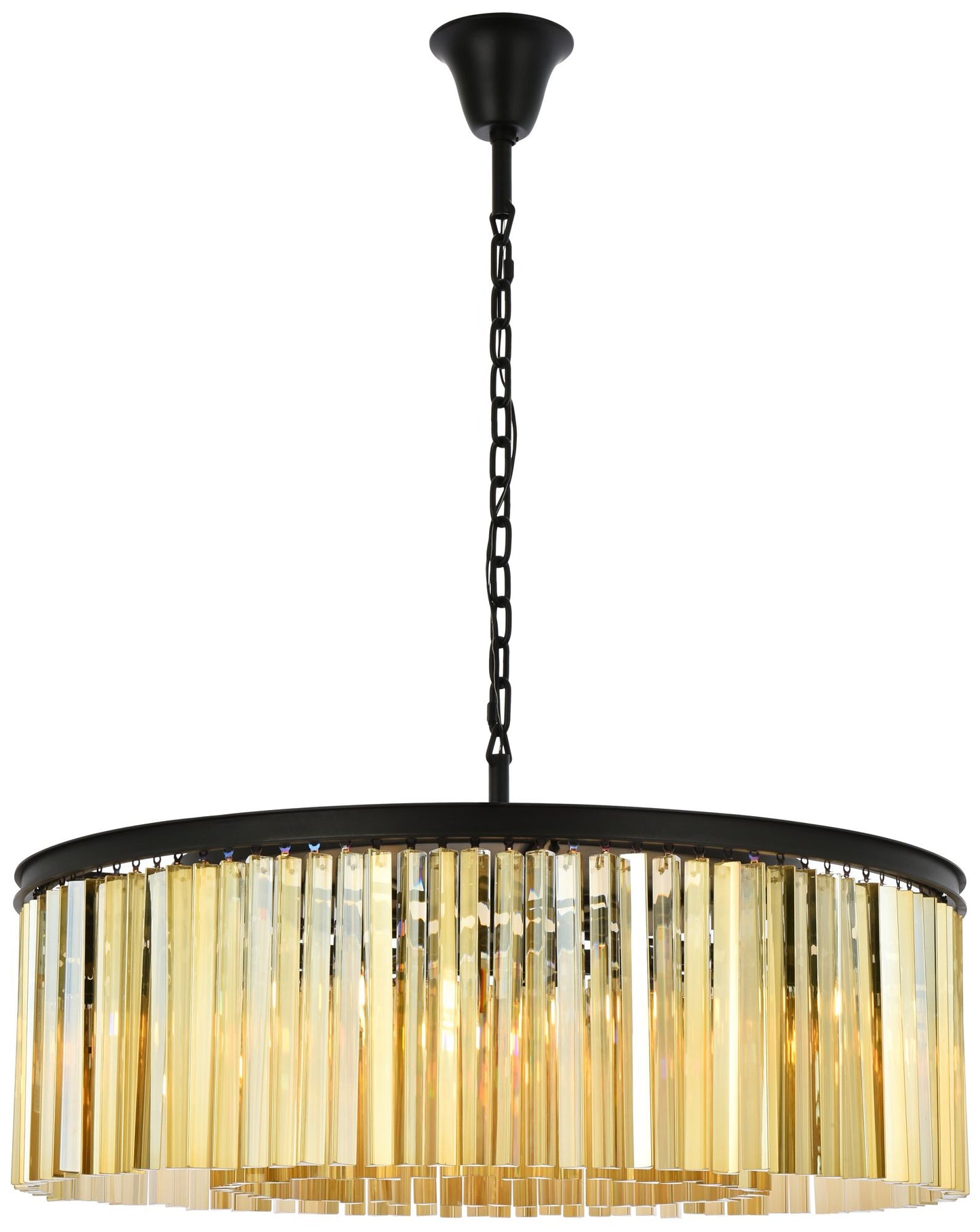 Sydney 10 Lt Matte Black Chandelier Golden Teak