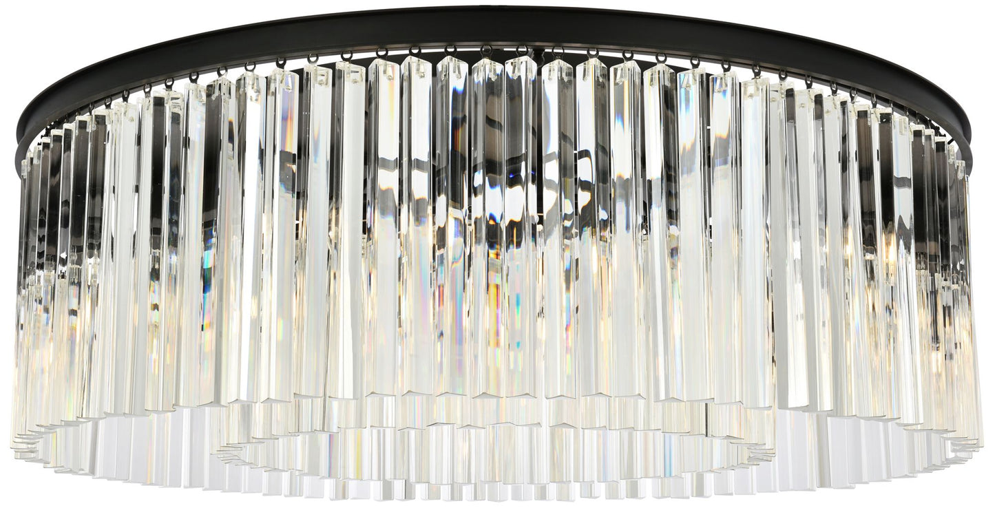 Sydney 10 Lt Matte Black Flush Mount Clear