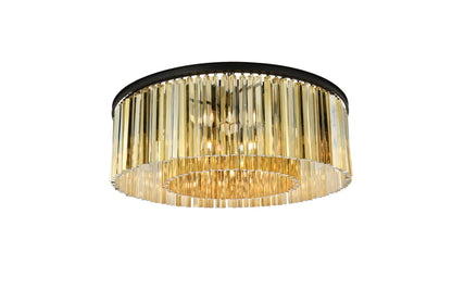 Sydney 10 Lt Matte Black Flush Mount Golden Teak