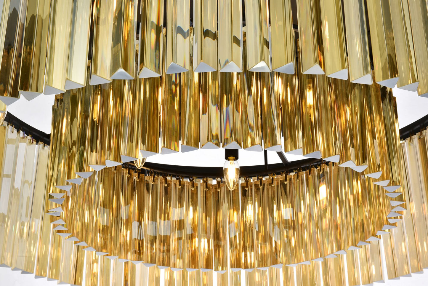 Sydney 10 Lt Matte Black Flush Mount Golden Teak