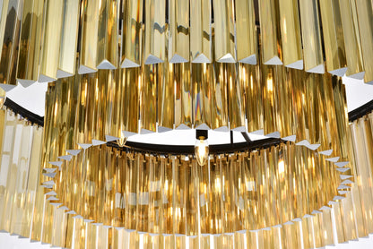 Sydney 10 Lt Matte Black Flush Mount Golden Teak