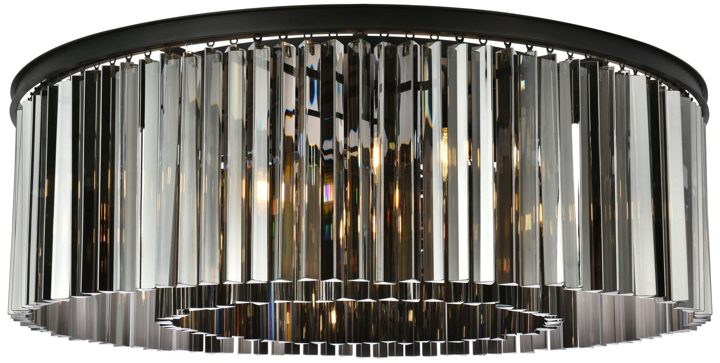 Sydney 10 Lt Matte Black Flush Mount Silver Shade (Grey)