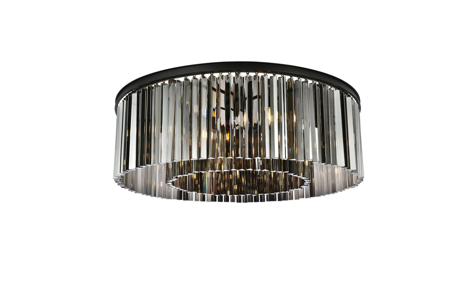 Sydney 10 Lt Matte Black Flush Mount Silver Shade (Grey)