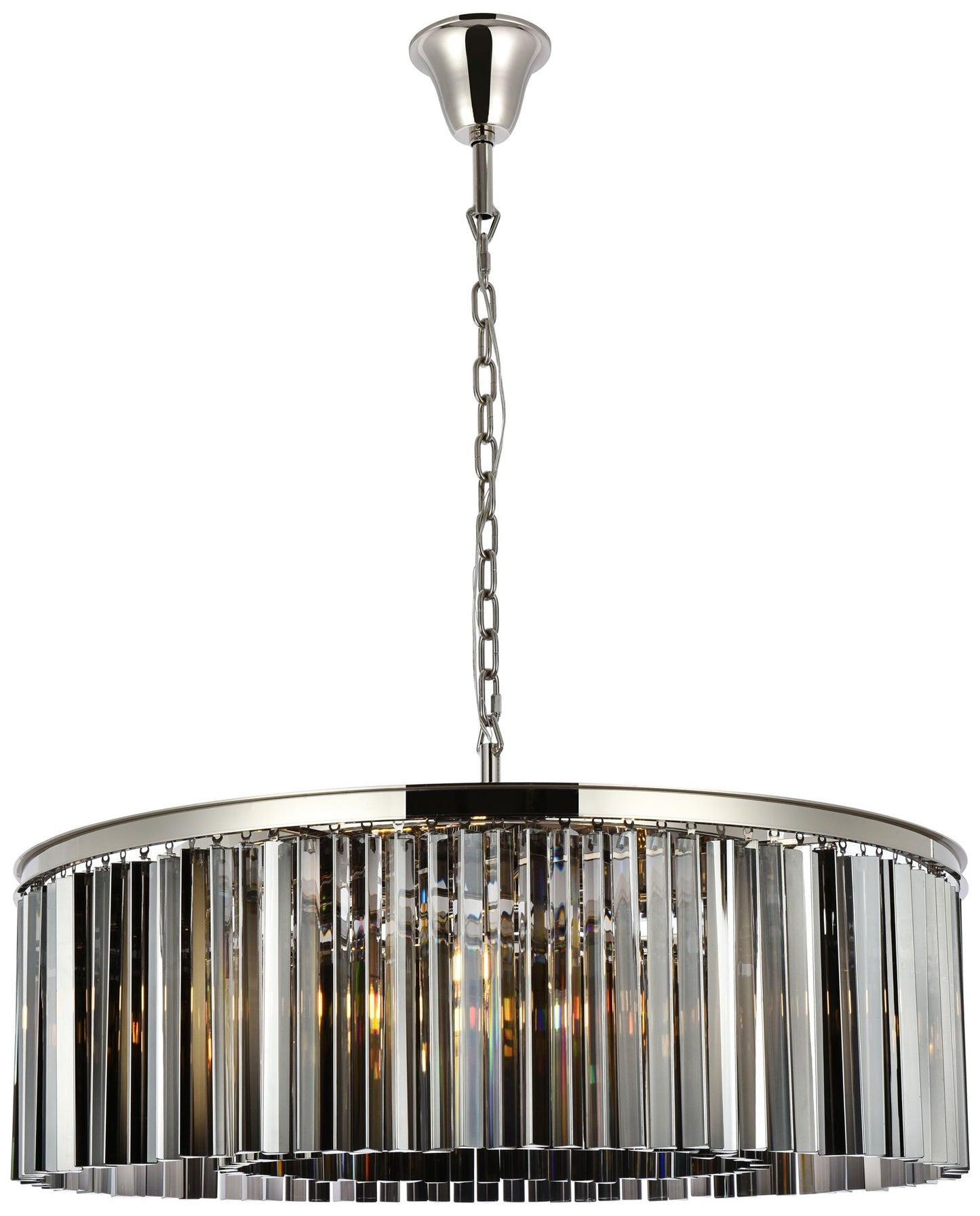 Sydney 10 Lt Polished Nickel Chandelier Silver Shade (Grey)