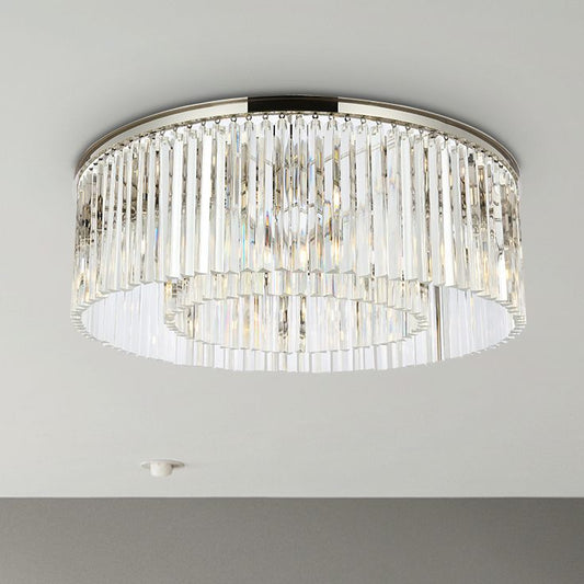 Sydney 10 Lt Polished Nickel Flush Mount Clear