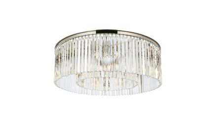 Sydney 10 Lt Polished Nickel Flush Mount Clear