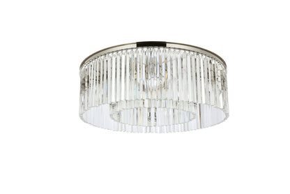 Sydney 10 Lt Polished Nickel Flush Mount Clear