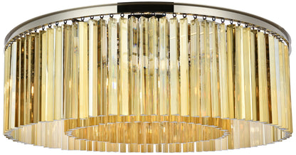 Sydney 10 Lt Polished Nickel Flush Mount Golden Teak
