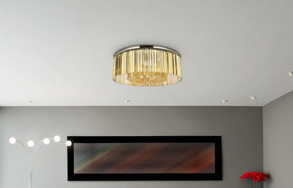 Sydney 10 Lt Polished Nickel Flush Mount Golden Teak