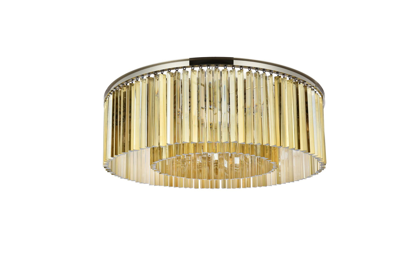 Sydney 10 Lt Polished Nickel Flush Mount Golden Teak
