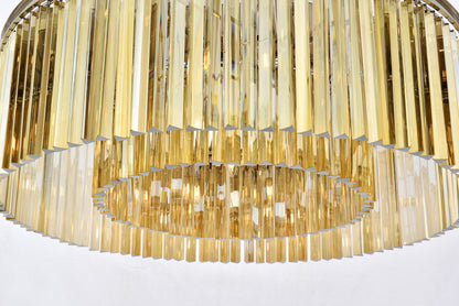 Sydney 10 Lt Polished Nickel Flush Mount Golden Teak