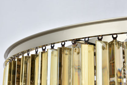 Sydney 10 Lt Polished Nickel Flush Mount Golden Teak