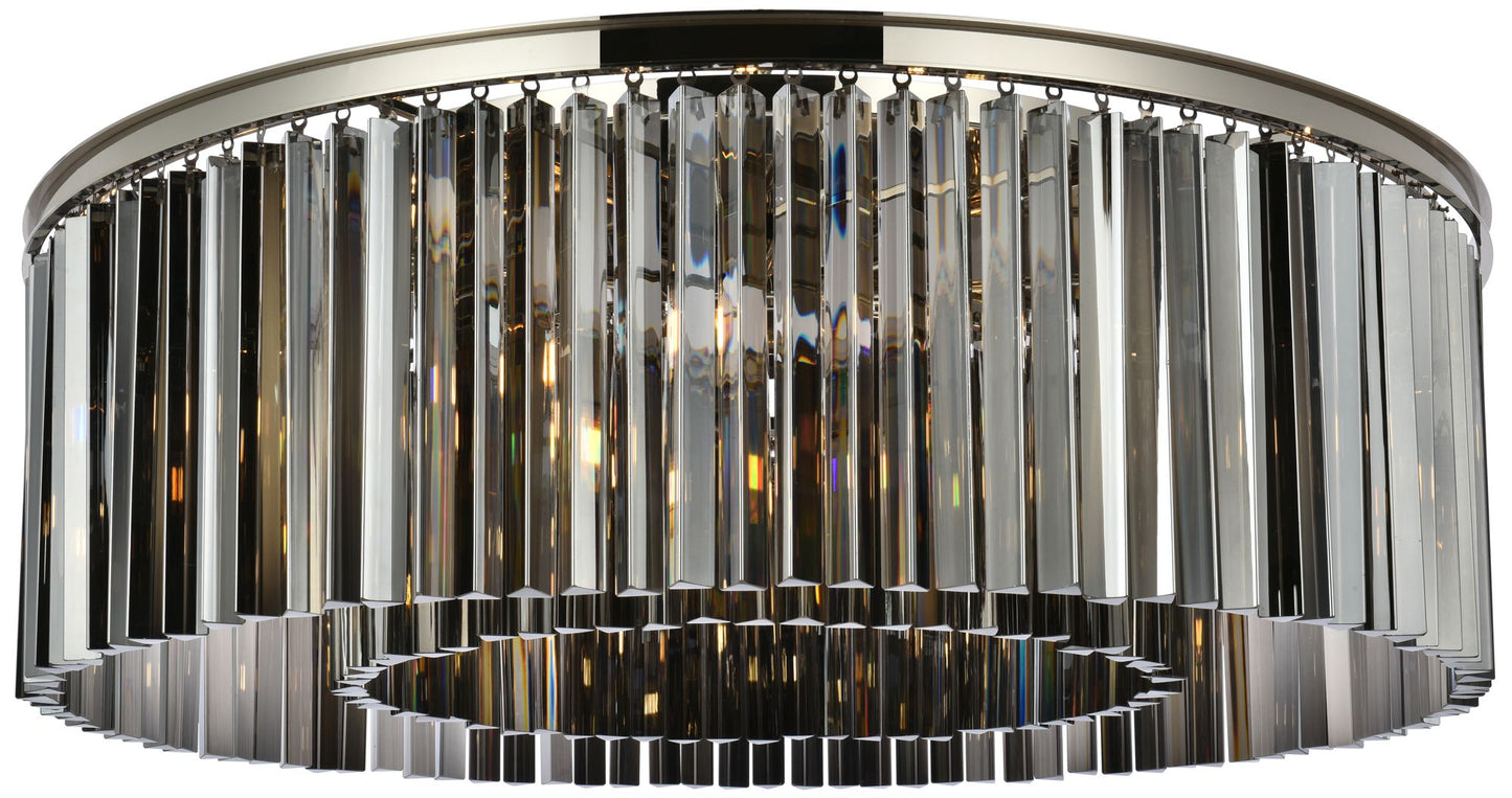 Sydney 10 Lt Polished Nickel Flush Mount Silver Shade (Grey)