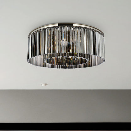 Sydney 10 Lt Polished Nickel Flush Mount Silver Shade (Grey)