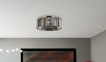 Sydney 10 Lt Polished Nickel Flush Mount Silver Shade (Grey)