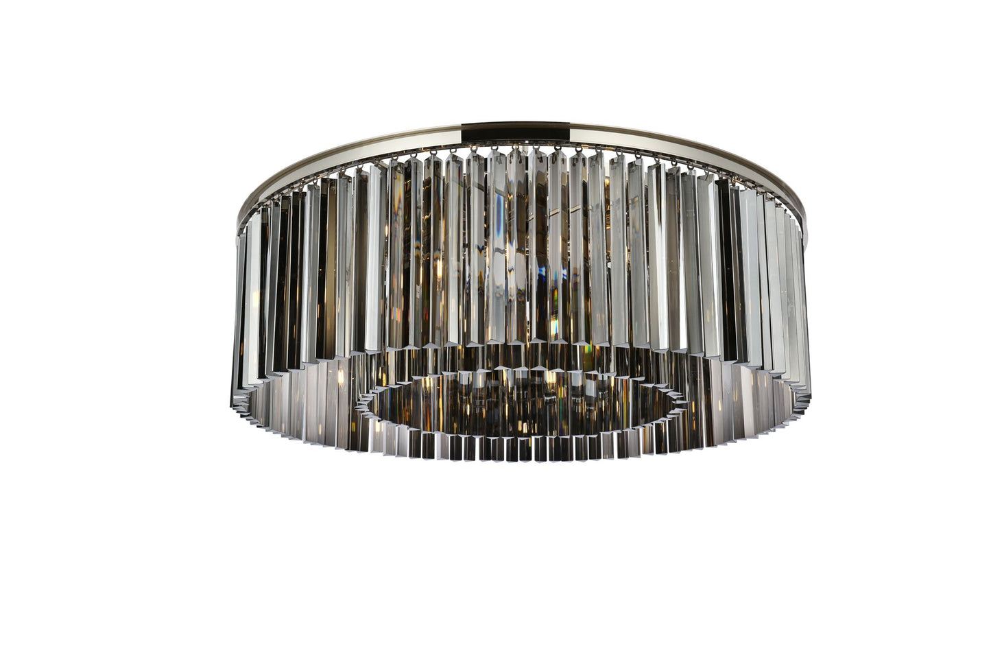 Sydney 10 Lt Polished Nickel Flush Mount Silver Shade (Grey)